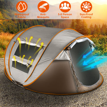 5-6 Person Instant Camping Tent – Waterproof, Auto Setup, Mosquito Net