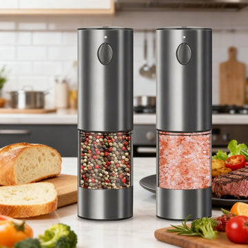 2PCS Electric Salt and Pepper Grinder Set – Adjustable Coarseness, Battery Operated, One-Handed Operation, for Home Kitchens & Gifts