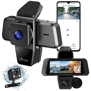 1080P 3-Channel WiFi Dash Cam with IR Night Vision & App Control